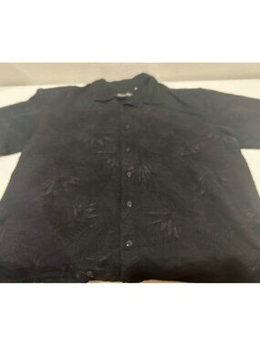 Milano Bay Men's Black Tropical Palm Leaf Button Down Shirt Size M